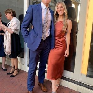 One shoulder satin midi dress